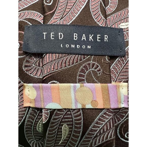 Ted Baker Neck Tie Brown Silk Paisley Tapestry - Picture 4 of 4